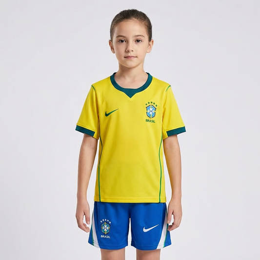 Conjunto Infantil Feminino Brasil 2026 Copa do Mundo I Torcedor